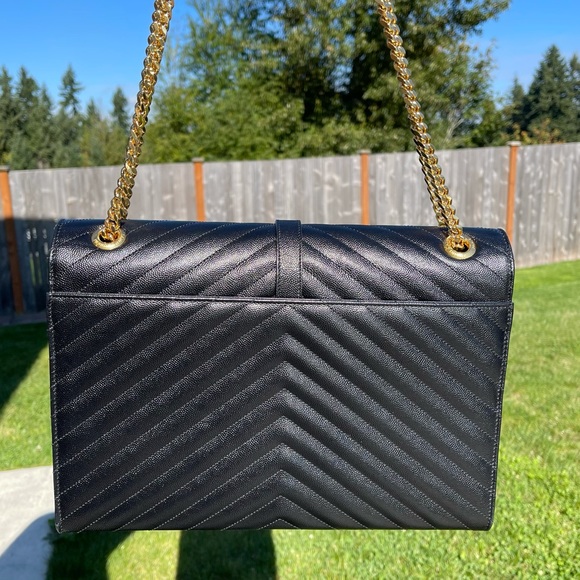 Authentic YSL LARGE ENVELOPE CHAIN BAG in Black - Picture 8 of 14